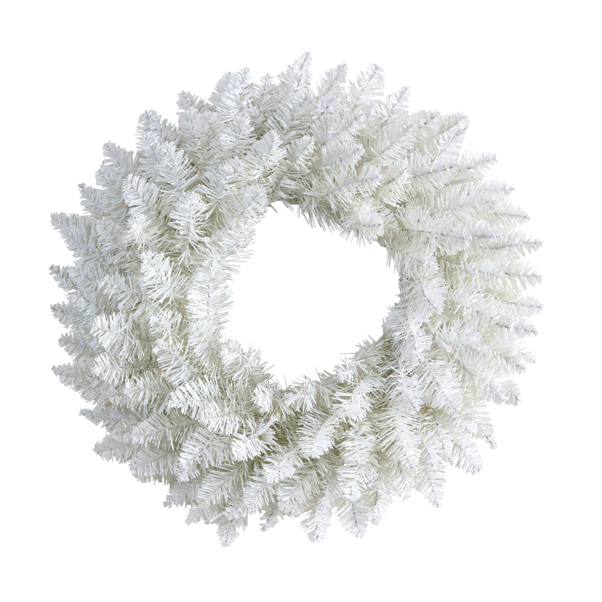 a white wreath with white branches