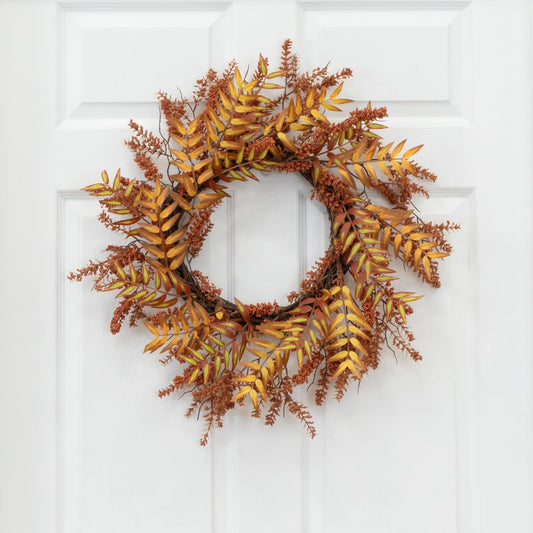 a wreath on a door