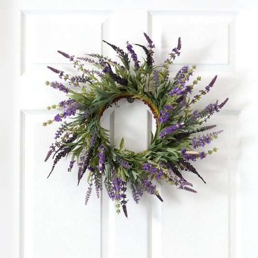 a wreath on a door