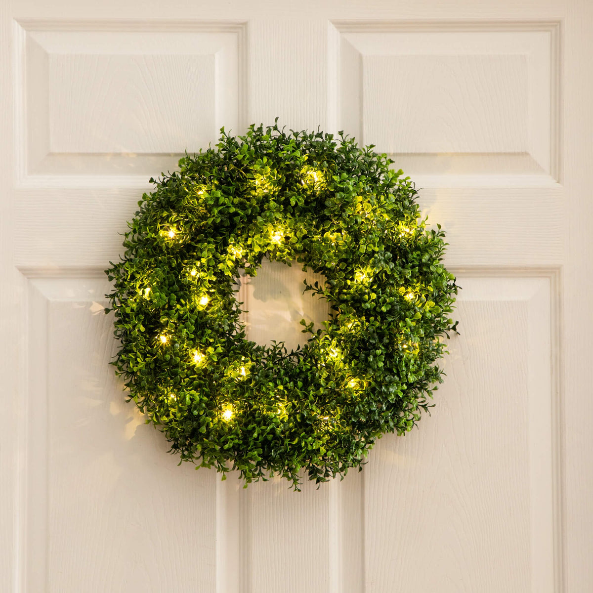 a wreath on a door