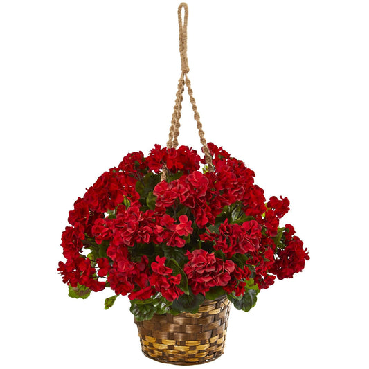 a basket of red flowers