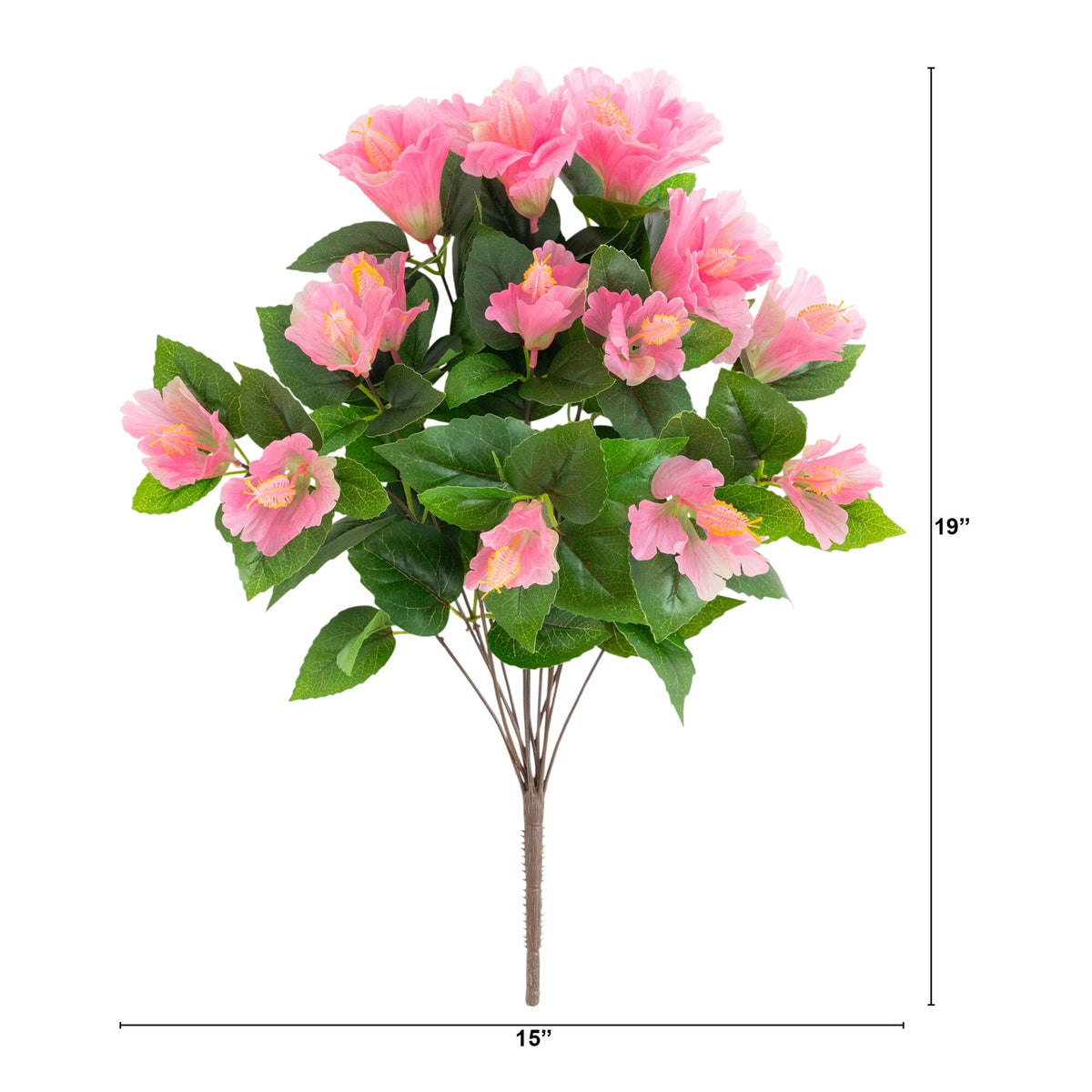 19" UV Resistant Artificial Hibiscus Bush (Indoor/Outdoor) - Set of 3