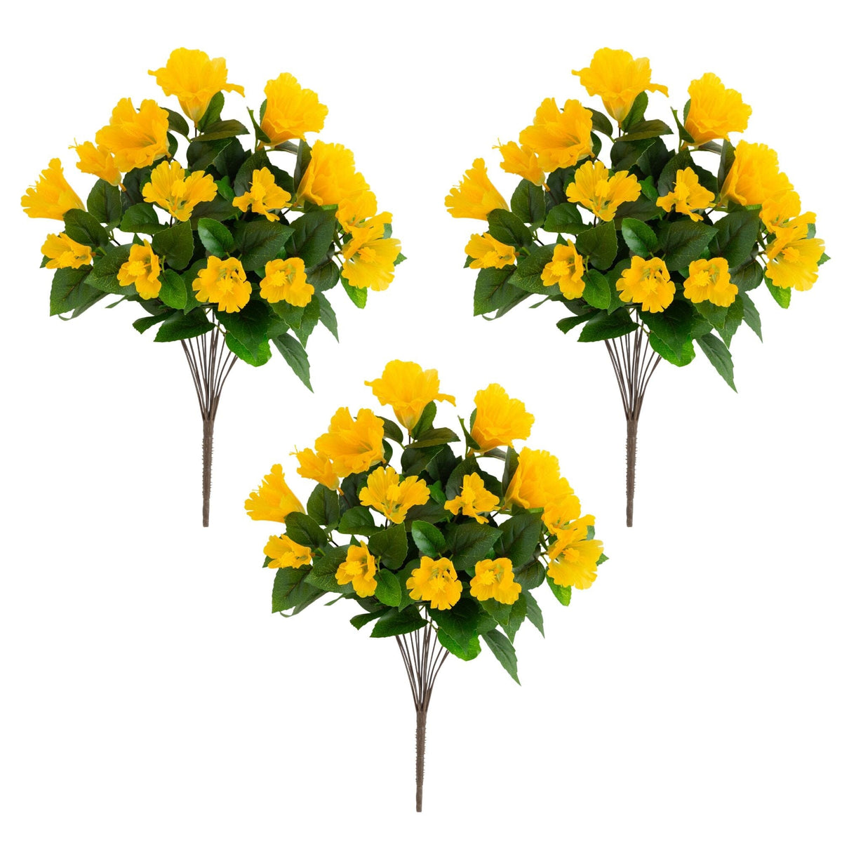 19" UV Resistant Artificial Hibiscus Bush (Indoor/Outdoor) - Set of 3