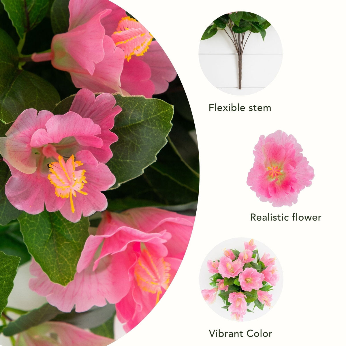 19" UV Resistant Artificial Hibiscus Bush (Indoor/Outdoor) - Set of 3