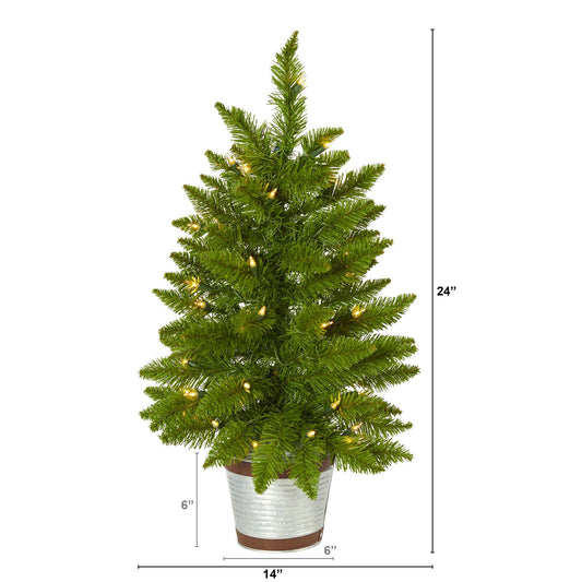 a small artificial christmas tree with lights