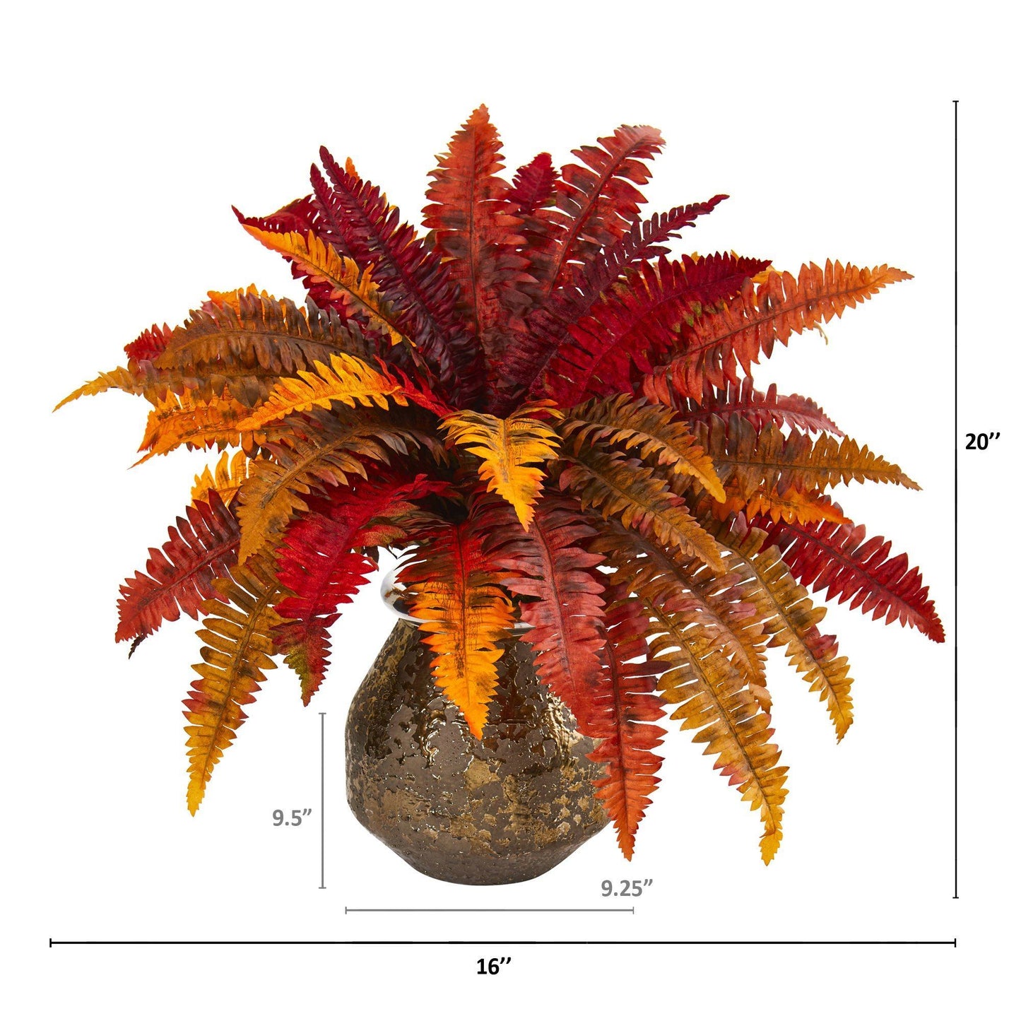 20” Autumn Boston Fern Artificial Plant in Planter