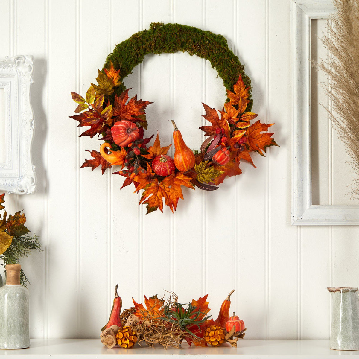 a wreath on a wall