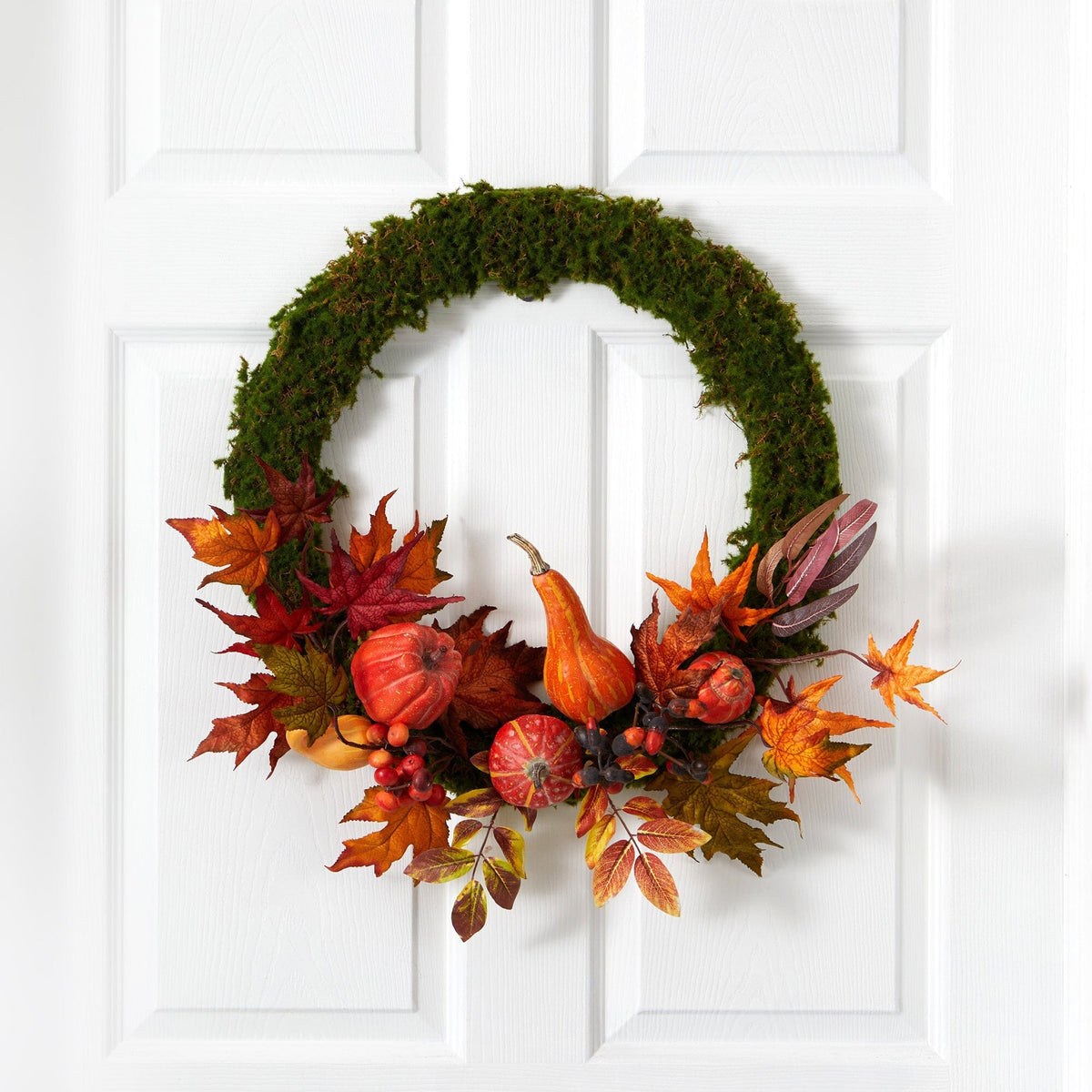 a wreath on a door
