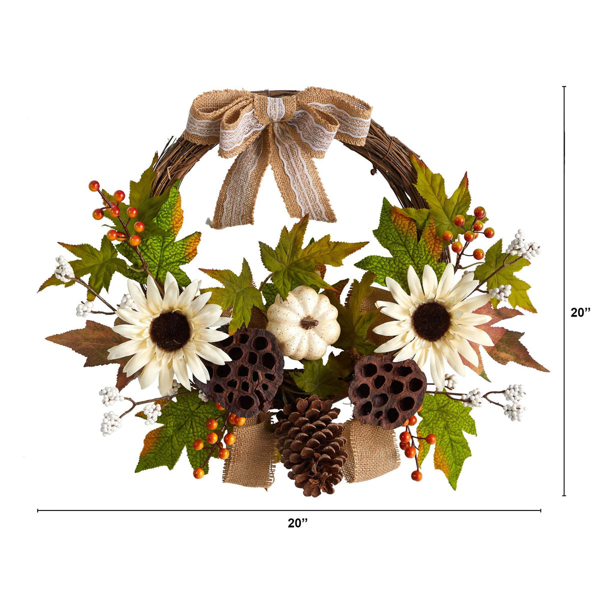 a wreath with flowers and leaves