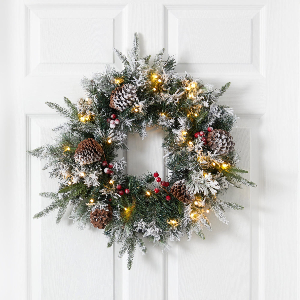 a wreath on a door