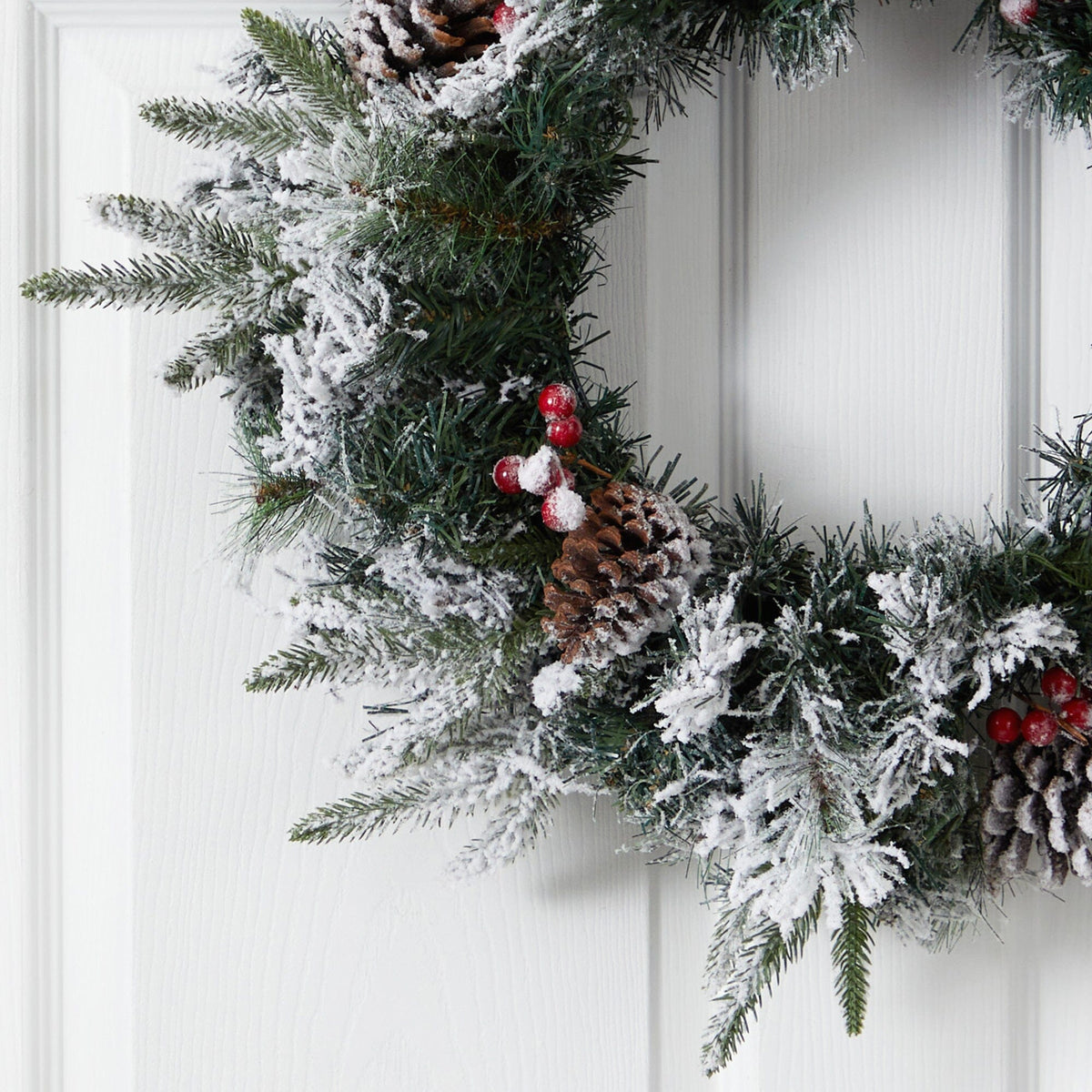 a wreath on a door