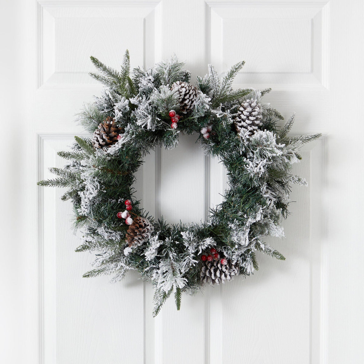 a wreath on a door