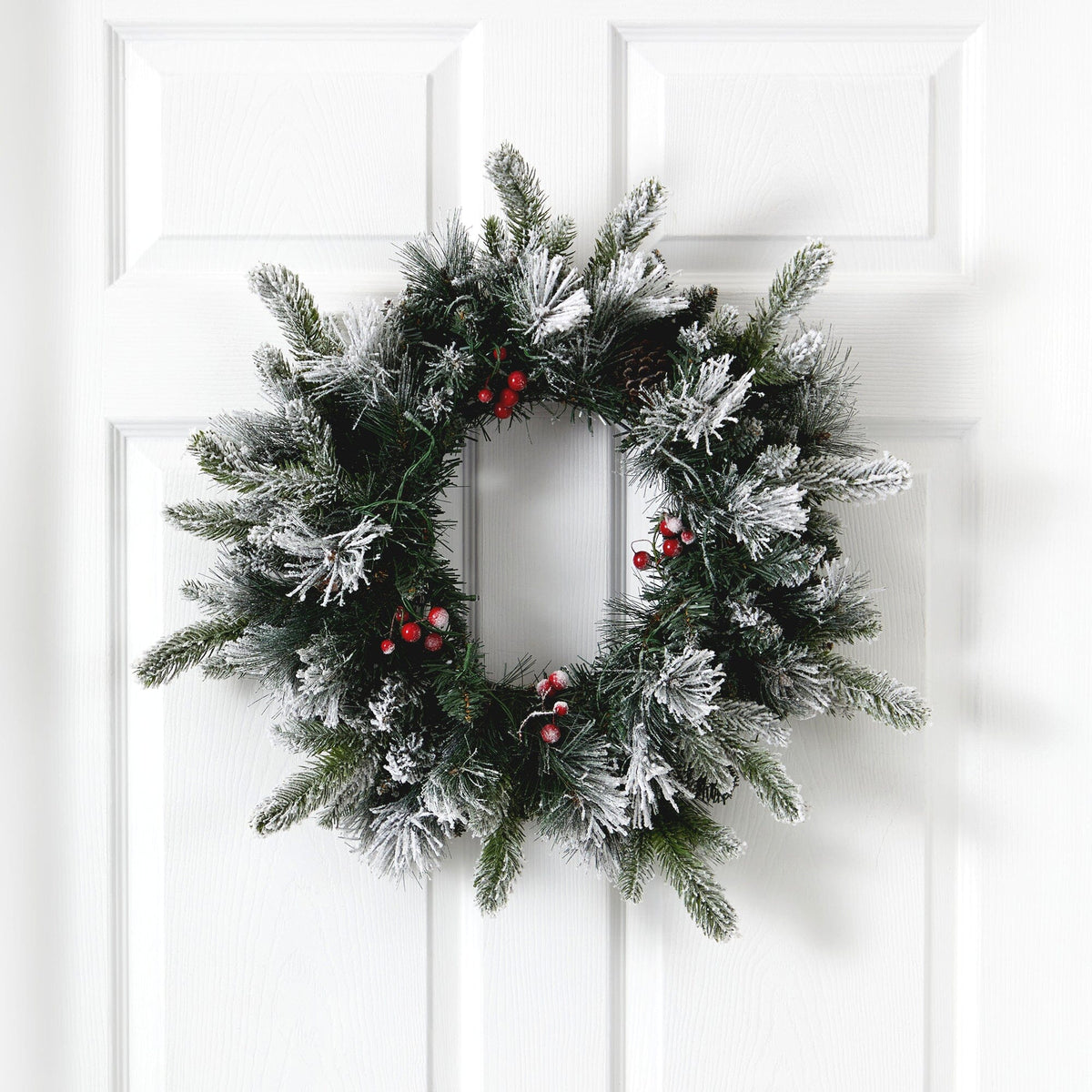 a wreath on a door