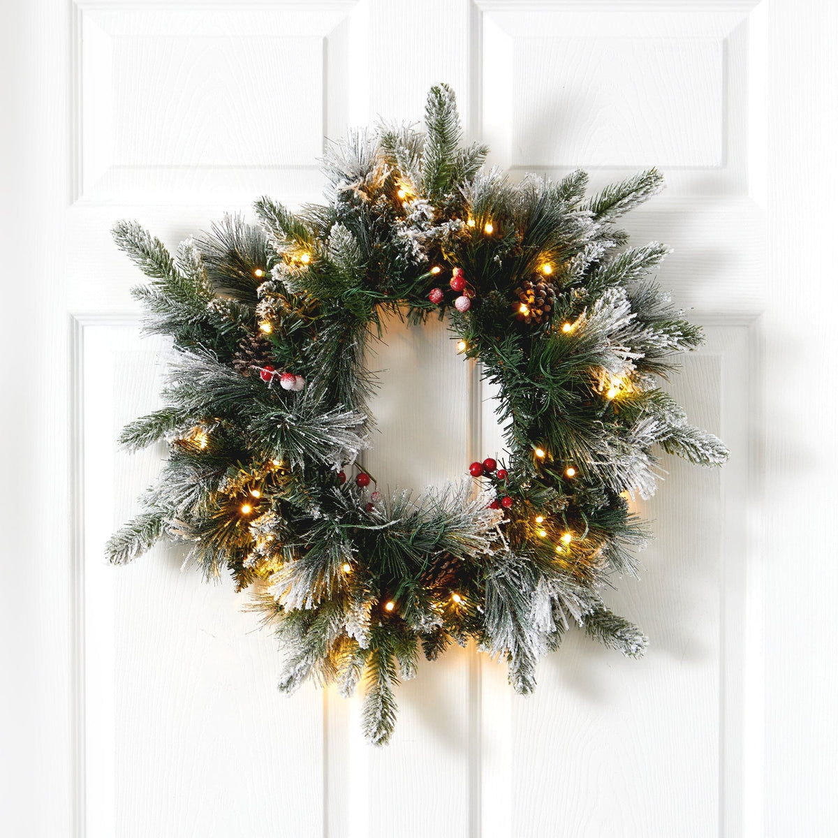 a wreath on a door