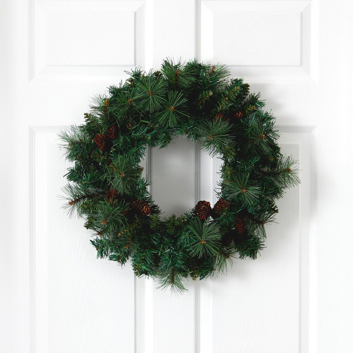 a wreath on a door