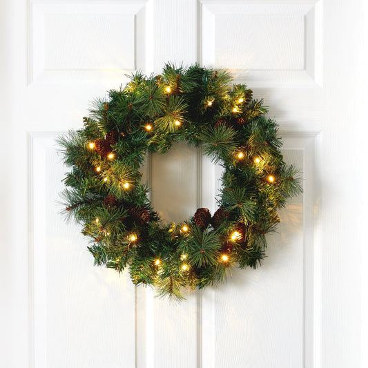 a wreath on a door