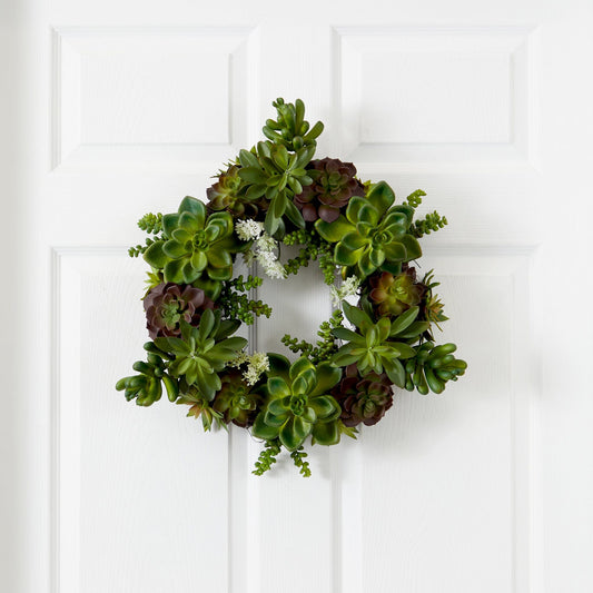 a wreath on a door