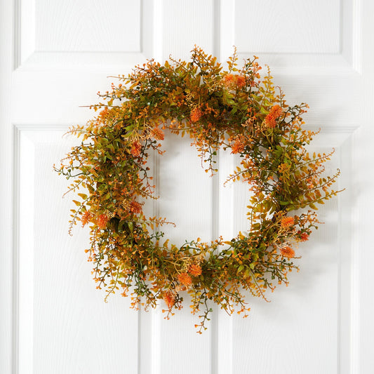 a wreath on a door