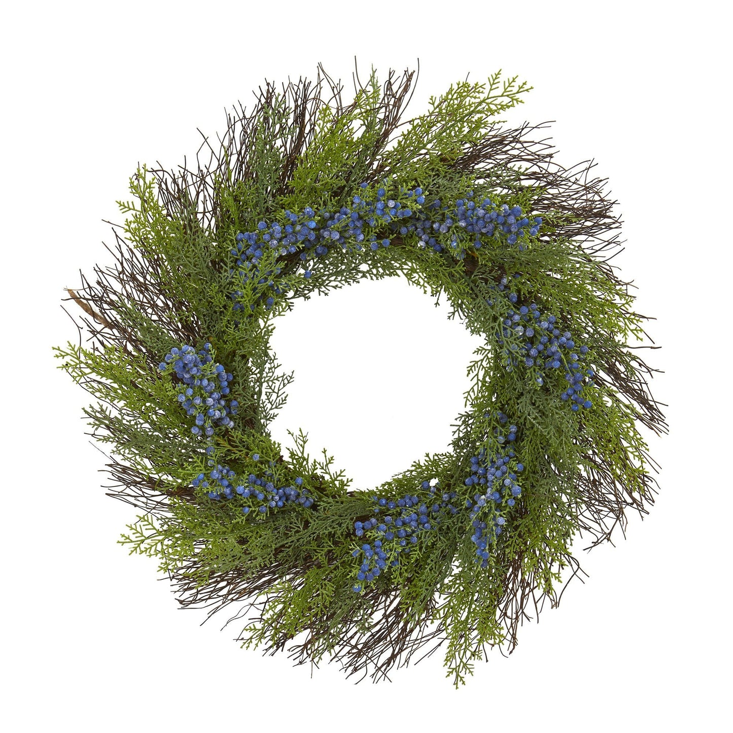 21” Cedar with Blue Berries Artificial Wreath