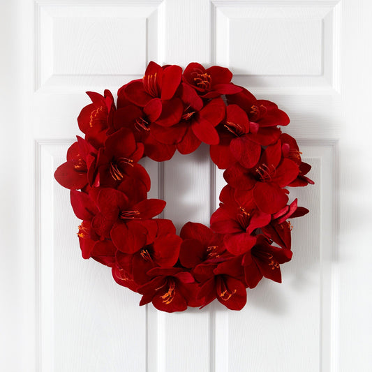 a wreath on a door