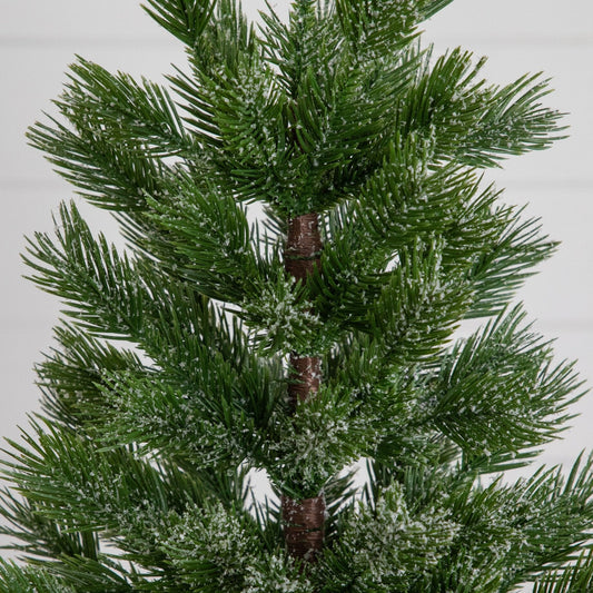 22” Artificial Frosted Christmas Tree in White Ceramic Planter