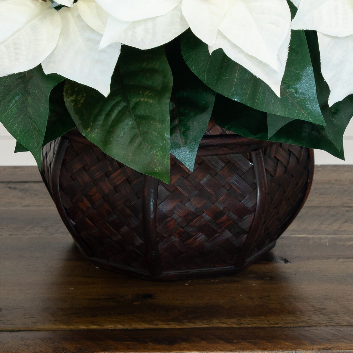 a white flowers in a basket