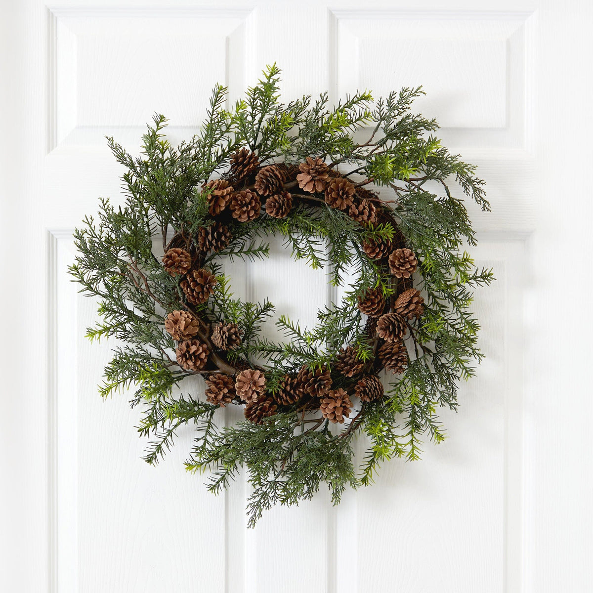 a wreath on a door