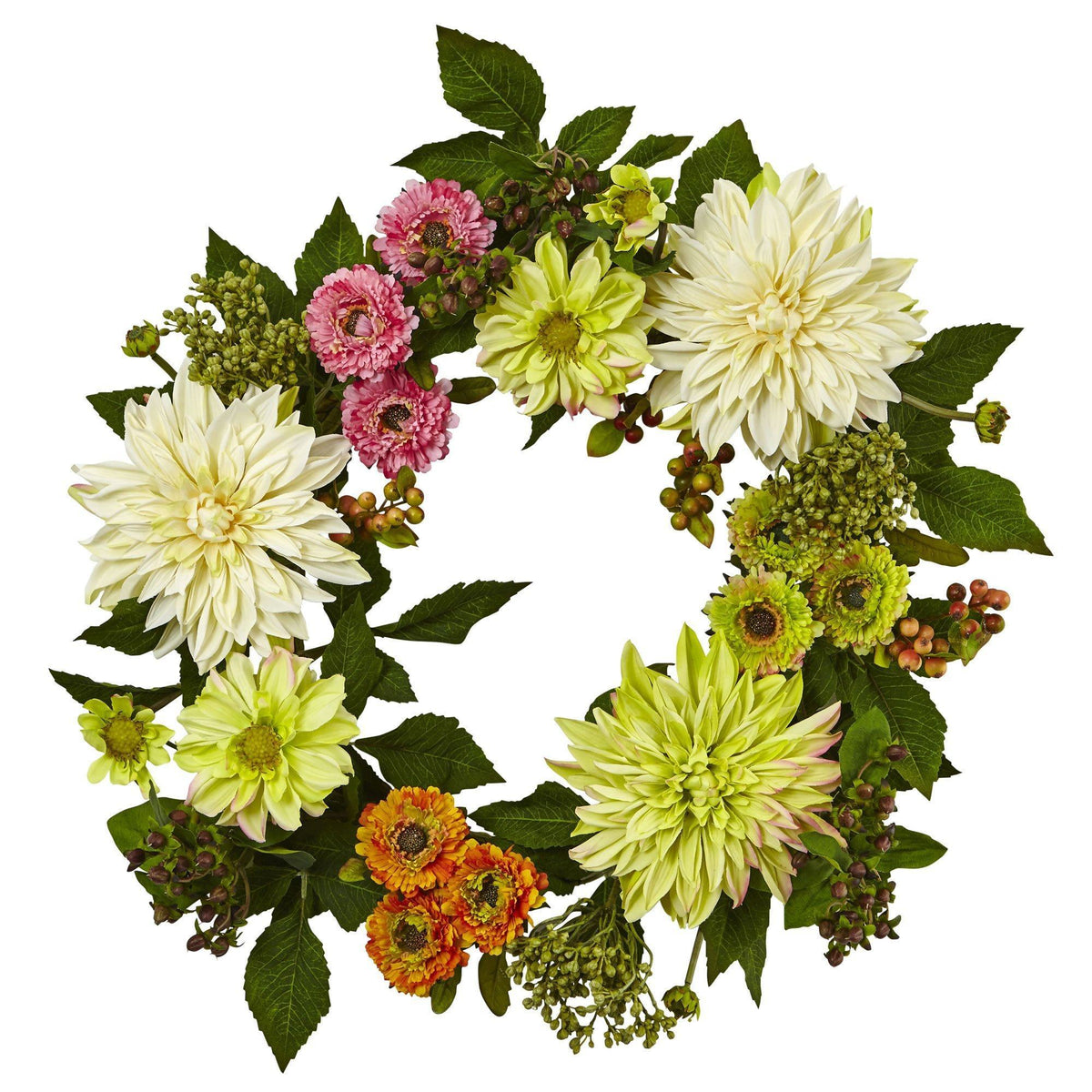 a wreath of flowers and leaves