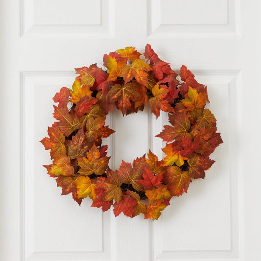 a wreath on a door