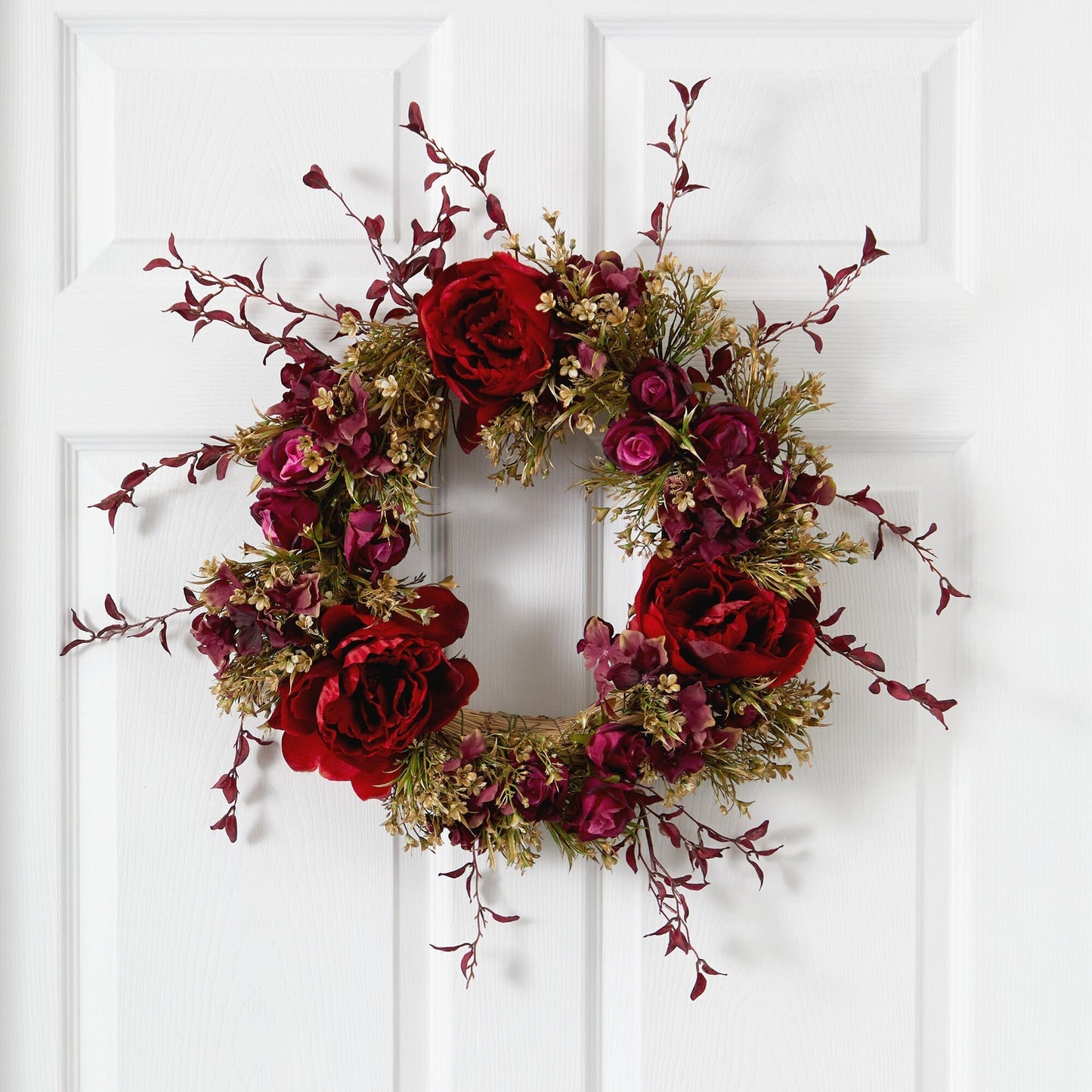 22” Peony and Rose Artificial Wreath