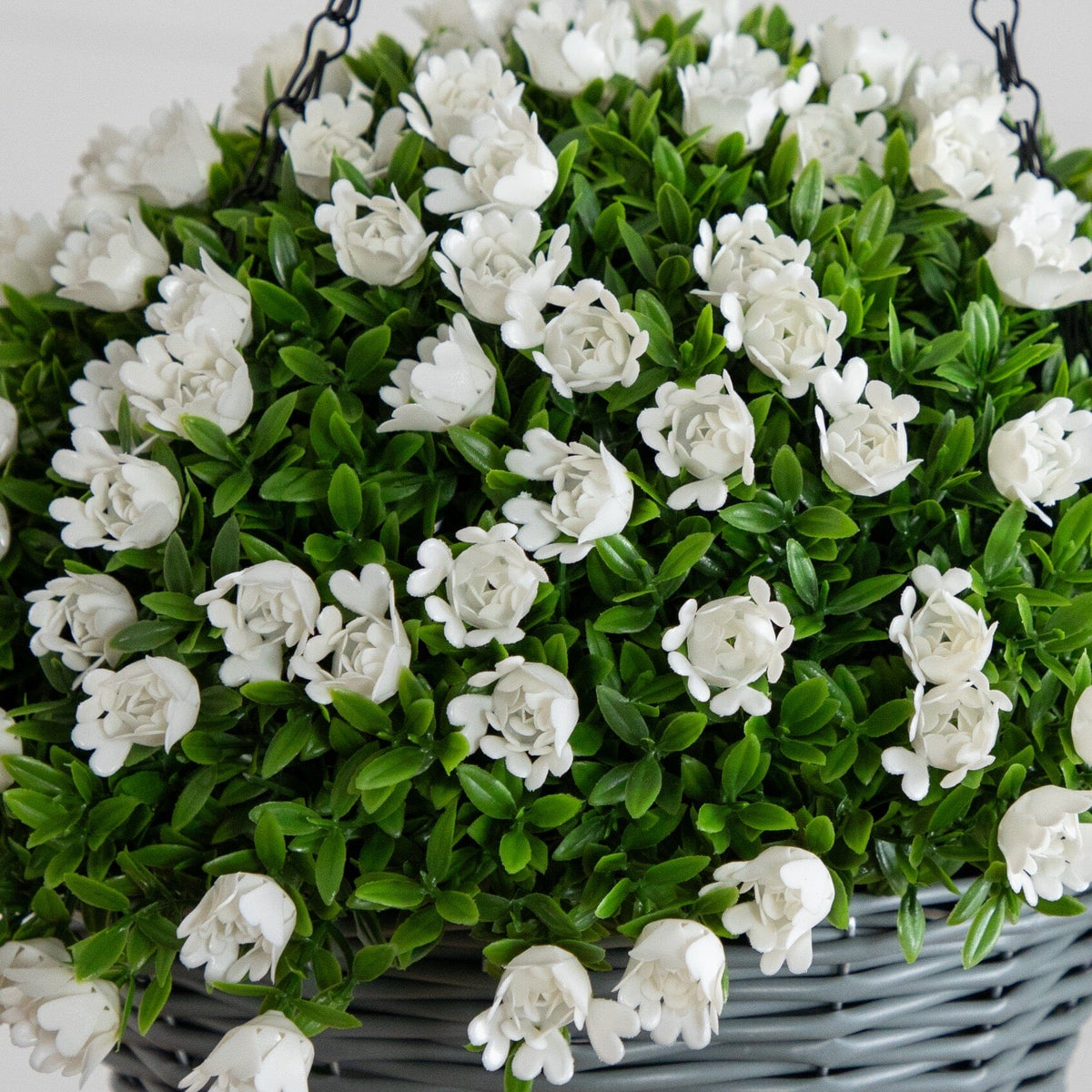 a basket of white flowers