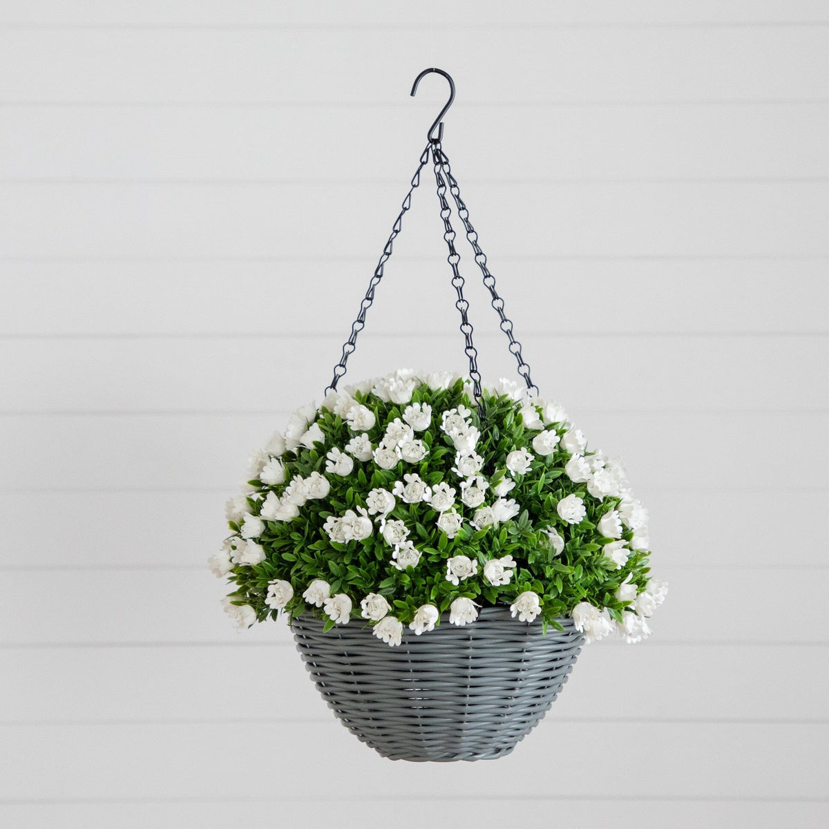 a basket of white flowers