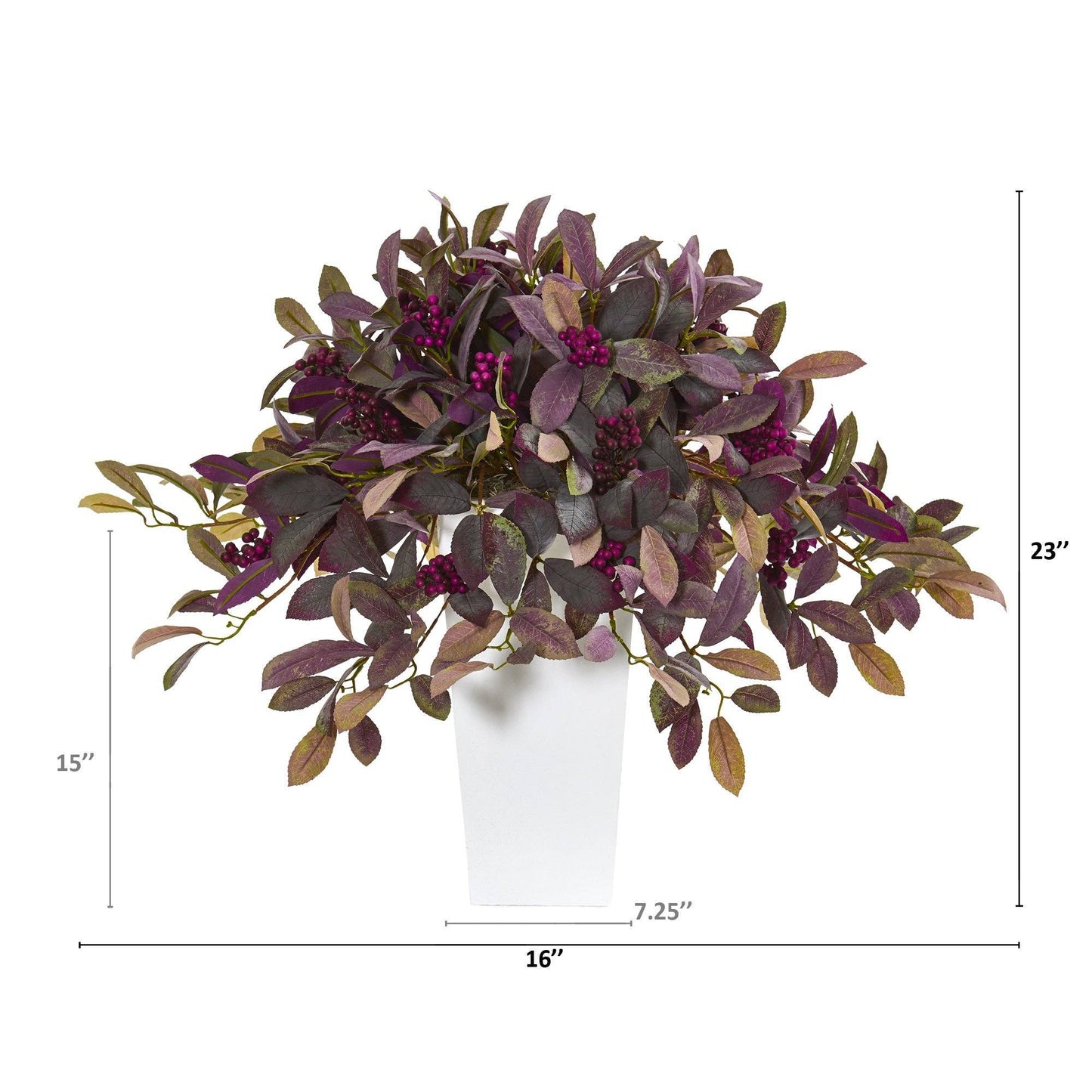 23” Fall Laurel Leaf with Berries Artificial Plant in White Planter