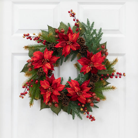 a wreath on a door