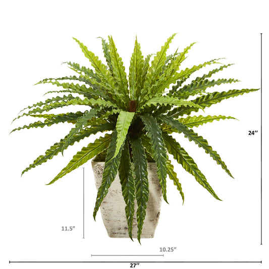 24” Asplenium Artificial Plant in Country White Planter