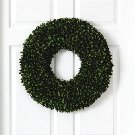a wreath on a door