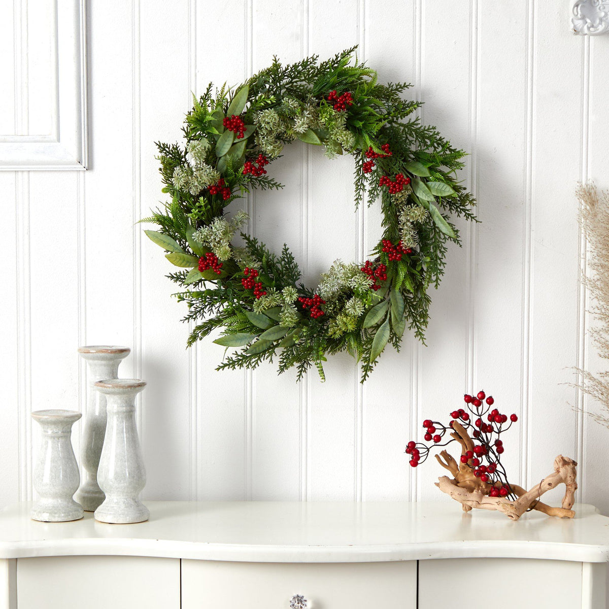 a wreath on a wall
