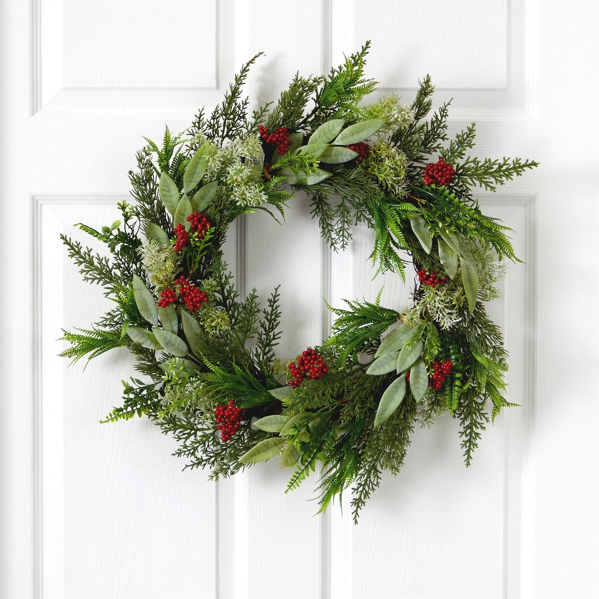 a wreath on a door