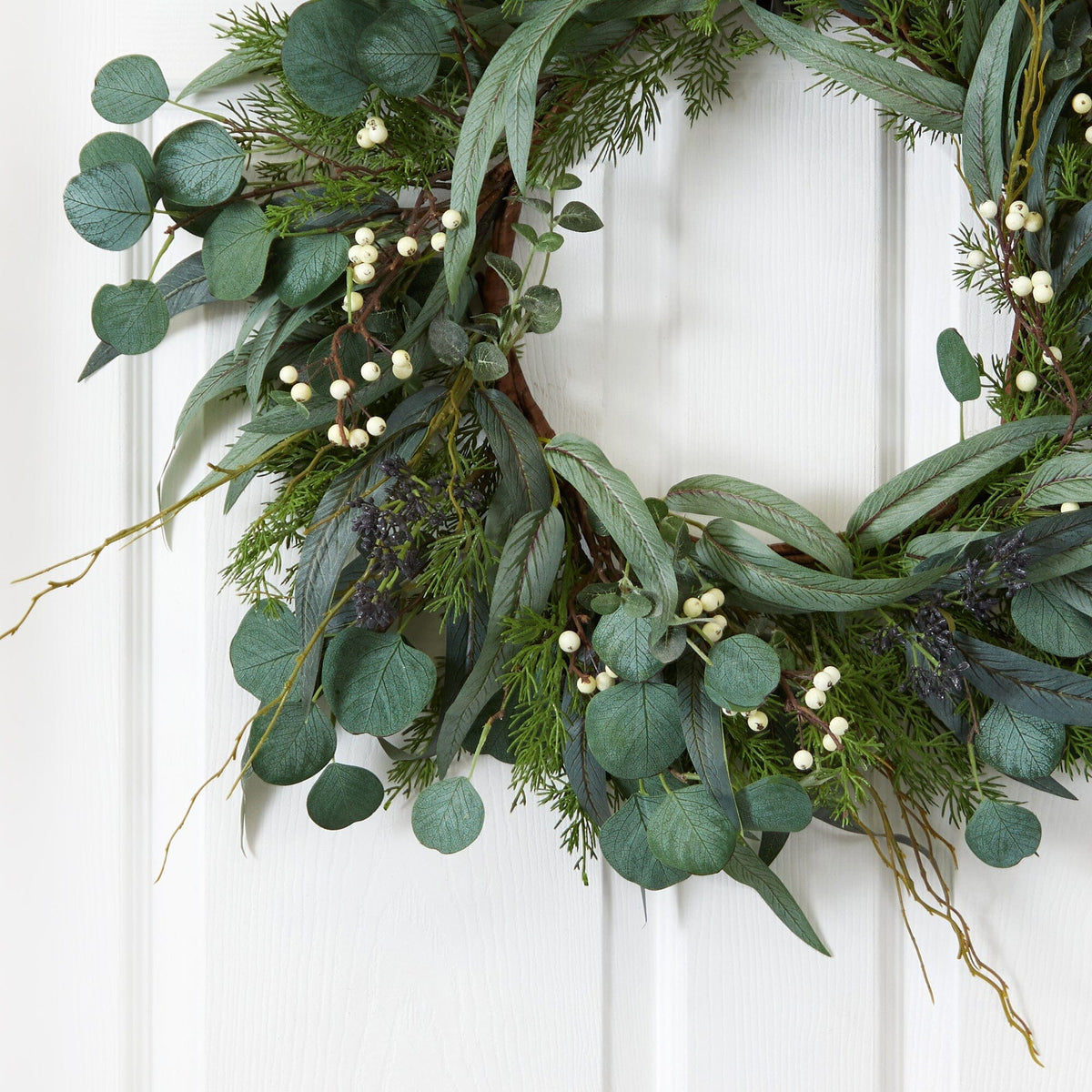 a wreath on a door