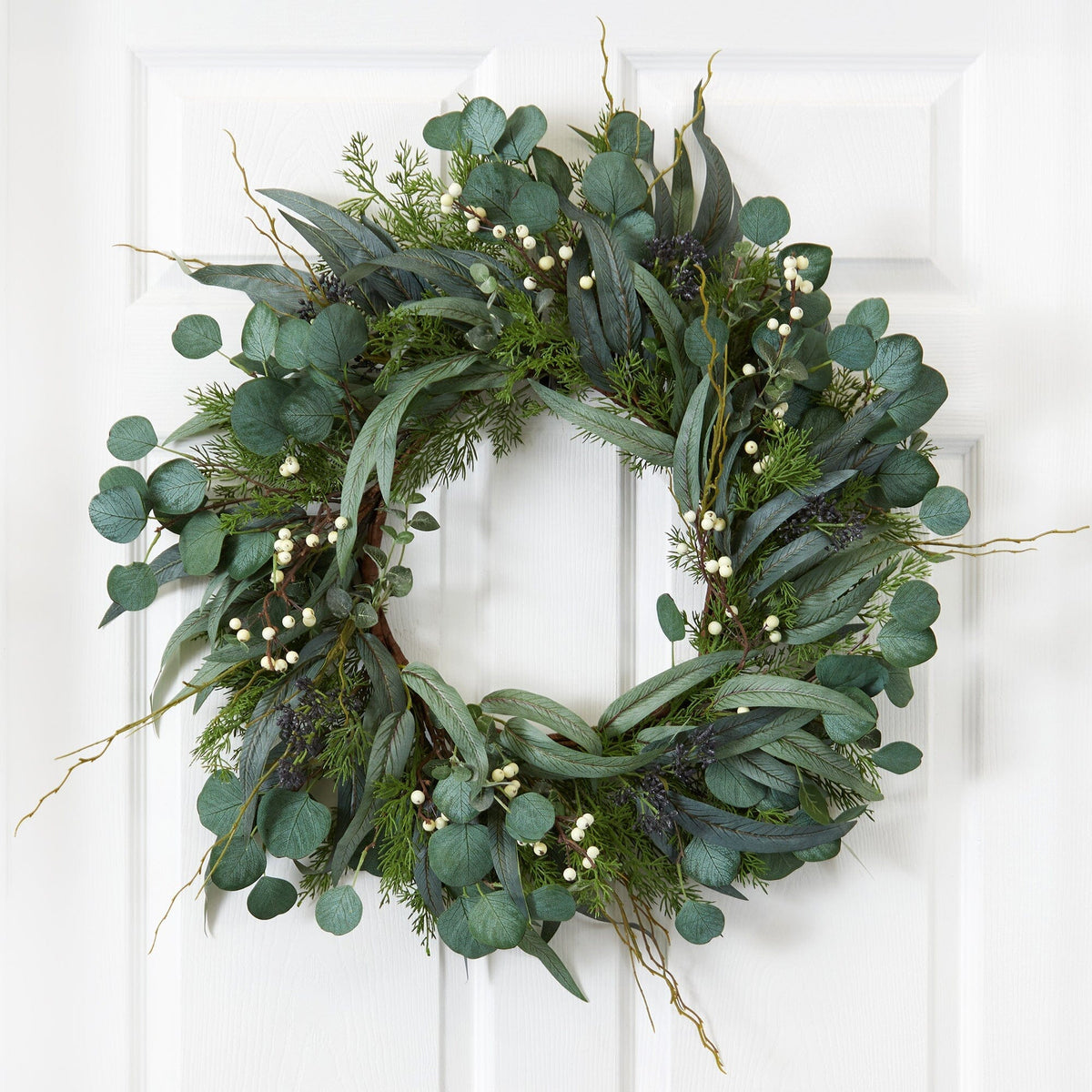 a wreath on a door