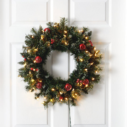a wreath on a door