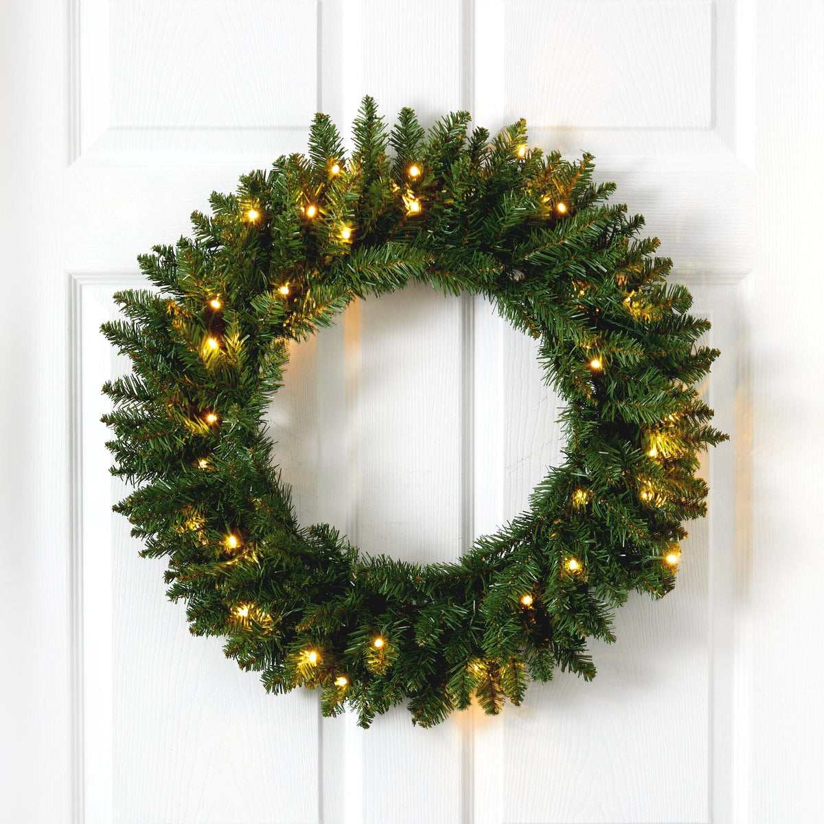 a wreath on a door