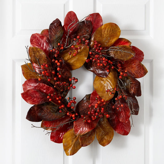 a wreath on a door
