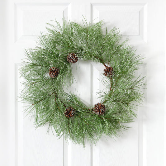a wreath on a door