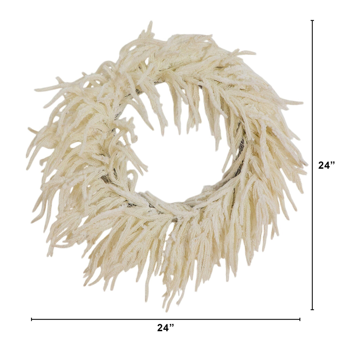 a white wreath with a size chart