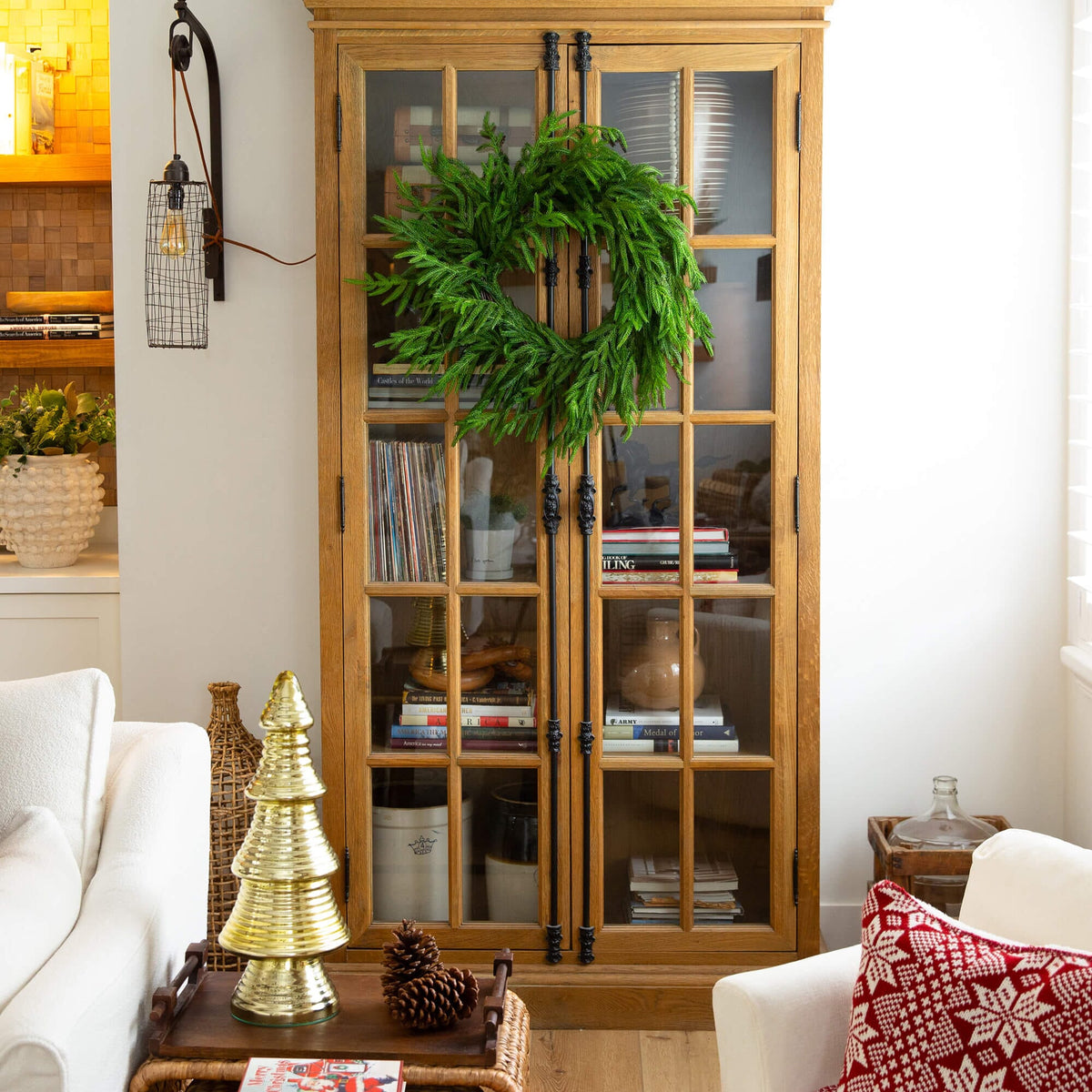 a wreath on a door
