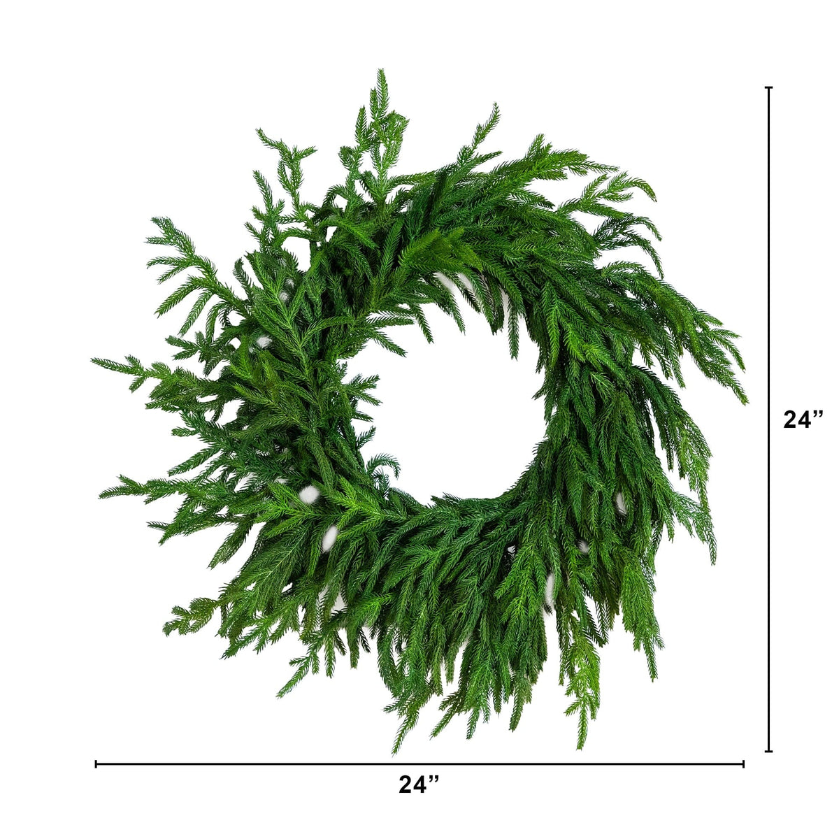 a green wreath with a white background