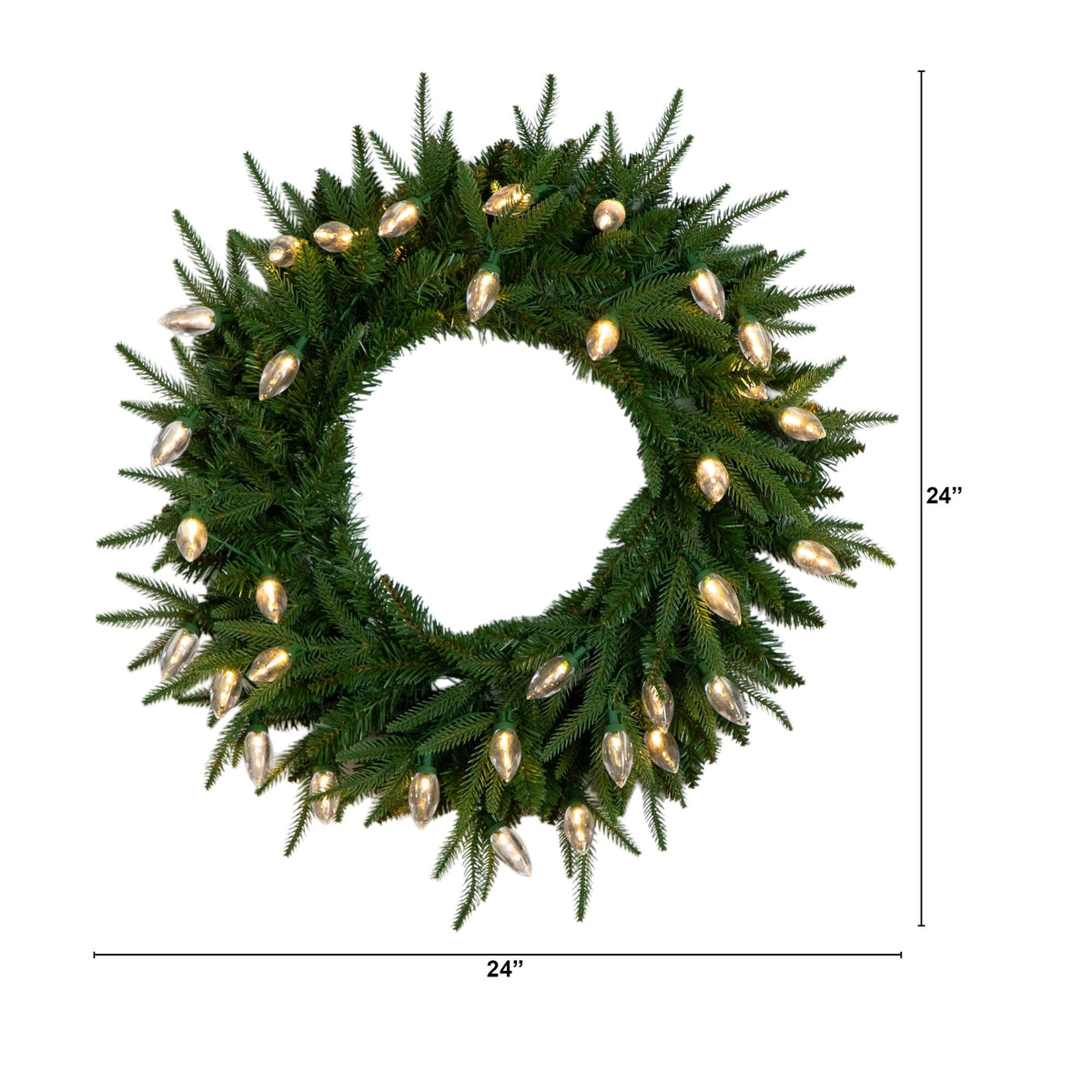 a wreath with lights on it