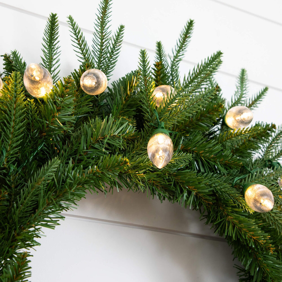 a christmas tree branch with lights