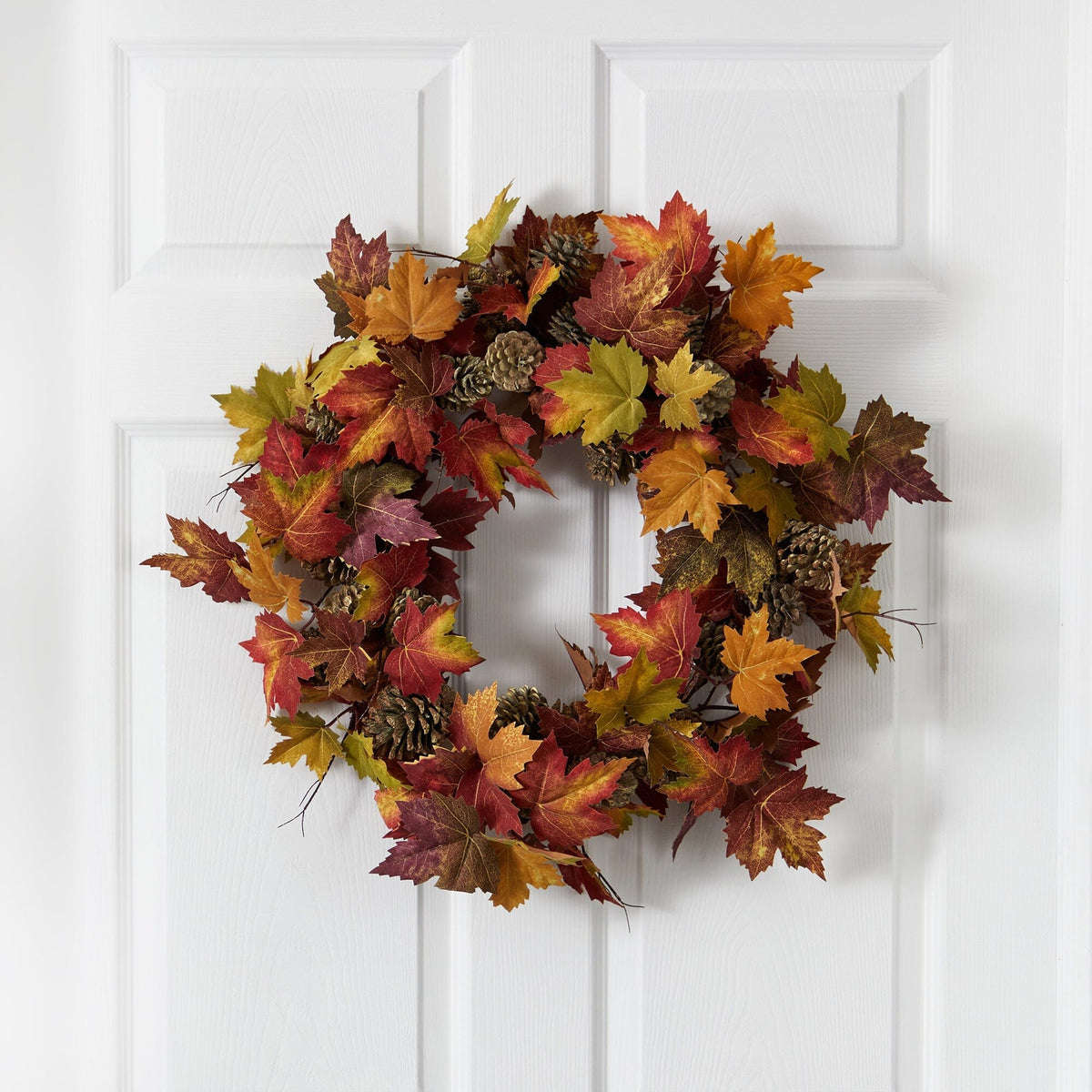 a wreath on a door